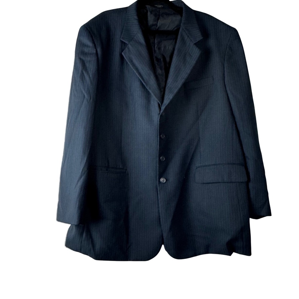 Gianni‎ Vironi Men's Pinstripe Suit Jacket & Pants Navy Blue 48L 42W Formal Work